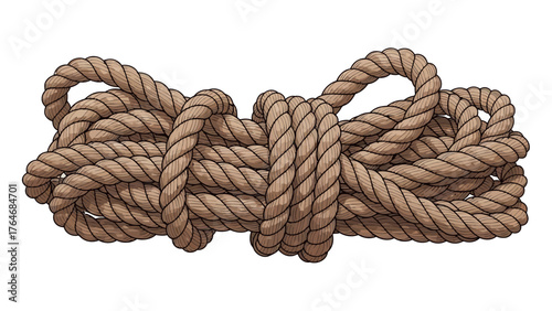 Pixel art of a tangled brown rope tied in a knot