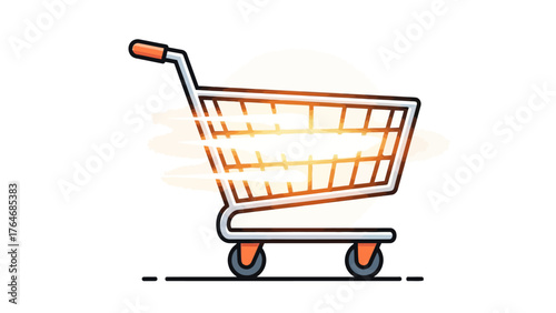 Stylized shopping cart with motion blur effect