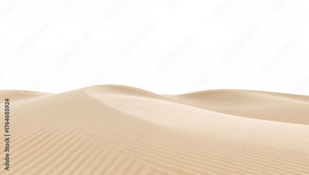 Fototapeta premium Secluded sand hills against a plain white backdrop