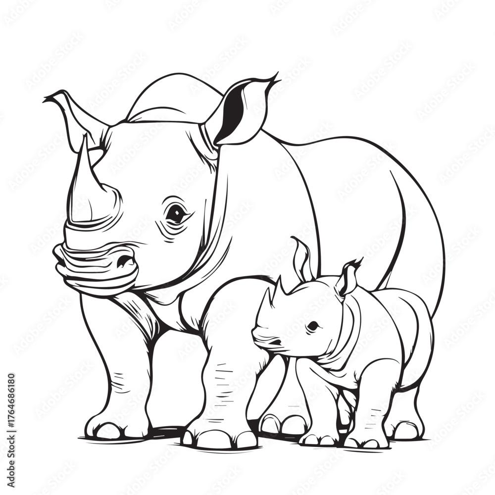 Fototapeta premium vector illustration of cartoon rhino 