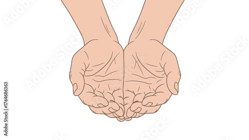 Two cupped hands held open palms facing upward
