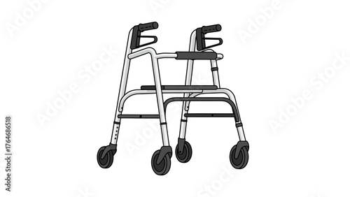 Two walkers for assistance standing sidebyside