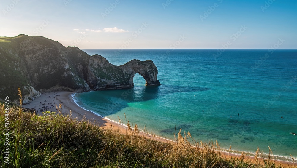 Fototapeta premium Natural limestone arch near a coastal pool