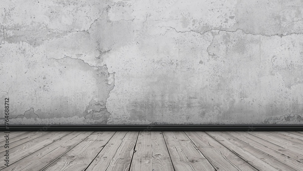 Fototapeta premium In a city environment, an aged concrete barrier decorated with retro grunge designs offers a textured backdrop of abstract white and rocky stone, evoking a classic wallpaper feel