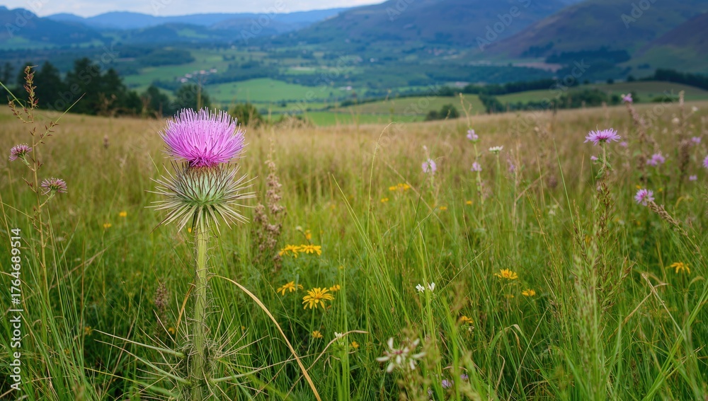 Obraz premium Thistle Flower Displayed Naturally