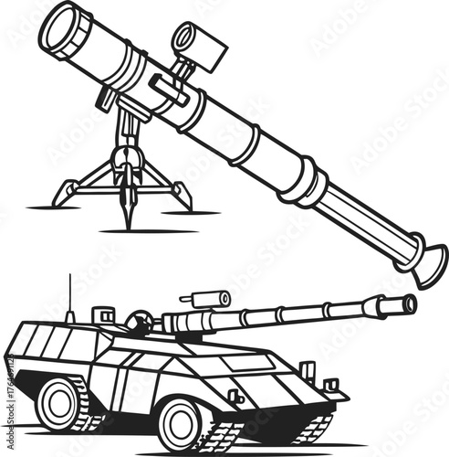 Powerful military tank and advanced telescopic weapon system symbolizing defense and strategic advantage
