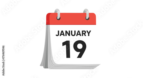 Illustration of a Calendar with January 19th Date Signifying Schedule Reminder Announcement 66characters