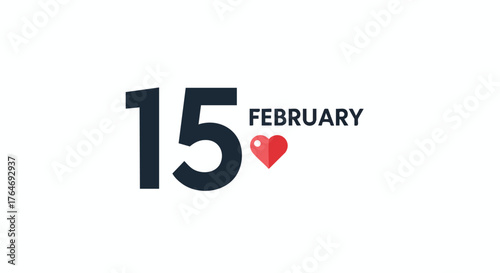 A Graphic Display Symbolizing the Fifteenth of February with a Heart Accentuation for Romance and Affection