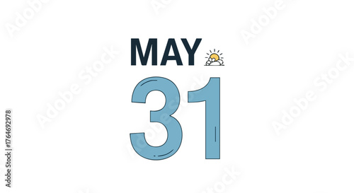 A stylized depiction of May 31st, showcasing a combination of textual and numerical elements with a touch of weather themed graphics