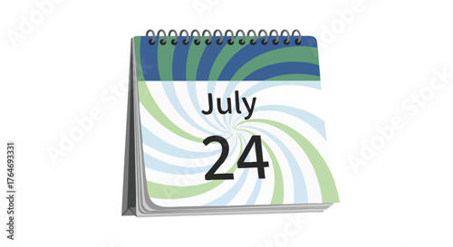 Calendar display showcasing July 24th with a vortex background symbolizing an important upcoming day highlighted for planning and reminders