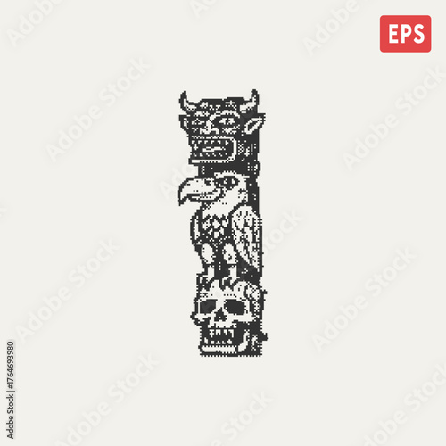 tribal totem retro pixel art