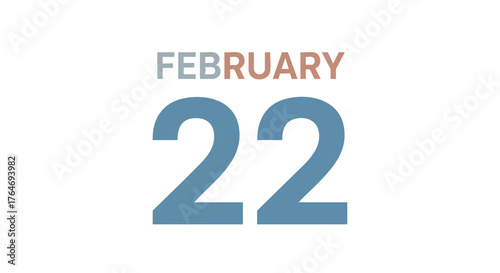 February Twenty-Second Visual, a Design Marking a Date in the Calendar Year, Isolated on White for Versatile Use Cases