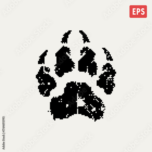 animal paw print retro pixel art