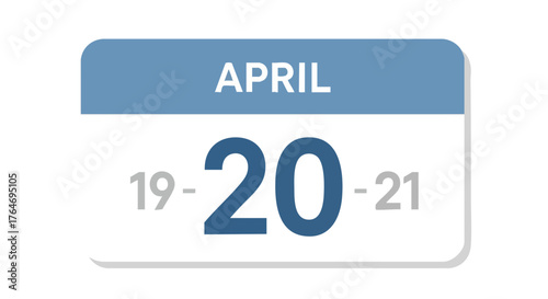April Twentieth Calendar Day Illustrating a Symbolic Date Reminder Concept with Light Blue Tones Design Element for Personal Planning or Event