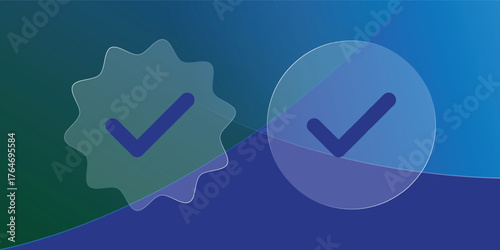 Modern Verification Checkmark Icons with Glass morphism Effect