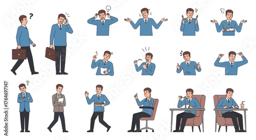 Frustrated Man Vector Illustrations of Work-Related Stress and Anxiety