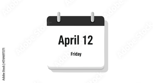 April 12th calendar page revealing the specific day of the week as Friday for planning and schedule visualizing date