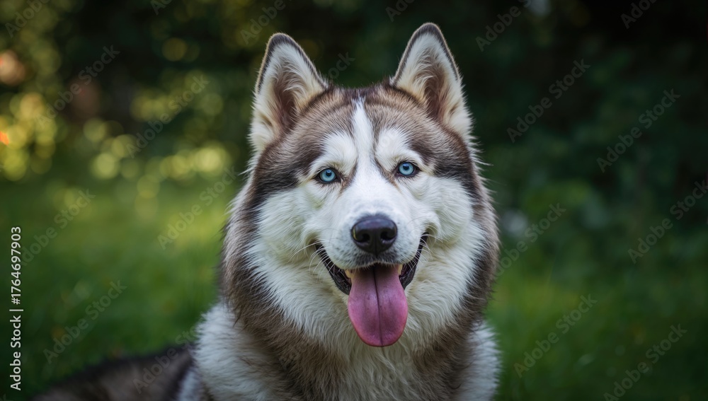 Obraz premium Relaxed husky dog lying down