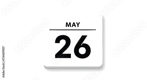 Simple Calendar Icon Displaying the Date of May 26th on a Clean White Background