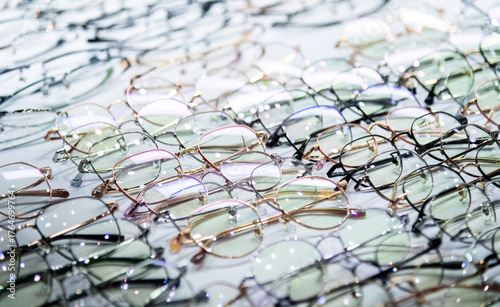 Glasses are displayed in the store