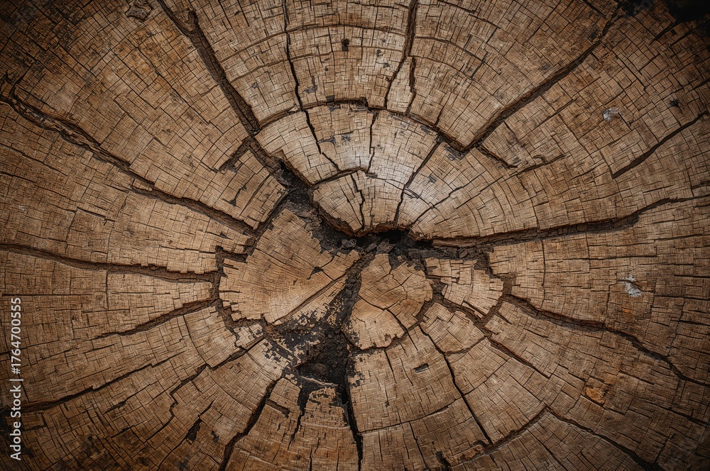 Fototapeta premium Segment of aged timber with fractures