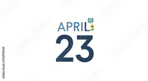 April 23rd Date Graphic with Decorative Elements for Event and Calendar Design, suitable for presentations, and invitations