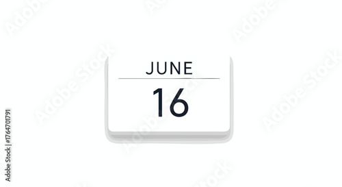 Minimalist calendar icon featuring June 16th date against a clean white backdrop for informational graphics