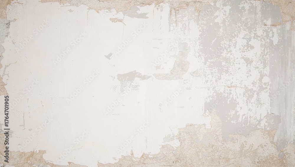 Fototapeta premium Walls stripped of paint revealing white cement underneath, pastel tones