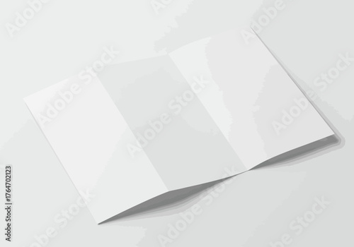 Open unfolded brochure displaying a trifold format against a neutral backdrop