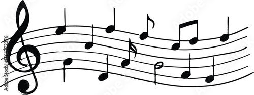 music notes background on white vector illustration