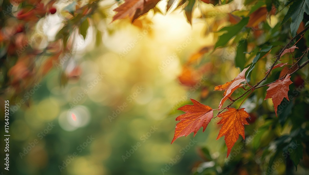Fototapeta premium Leaves stand out against a softly blurred backdrop in the upper photo