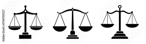Scales icon set. Justice scales. Weight scales. Scales vector icon. Vector illustrations