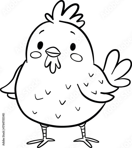 Coloring page chiken vector illustration for children. Easy to use and customize. Perfect for preschool and kindergarten worksheets, homeschooling materials, or fun activity books. Vector illustration