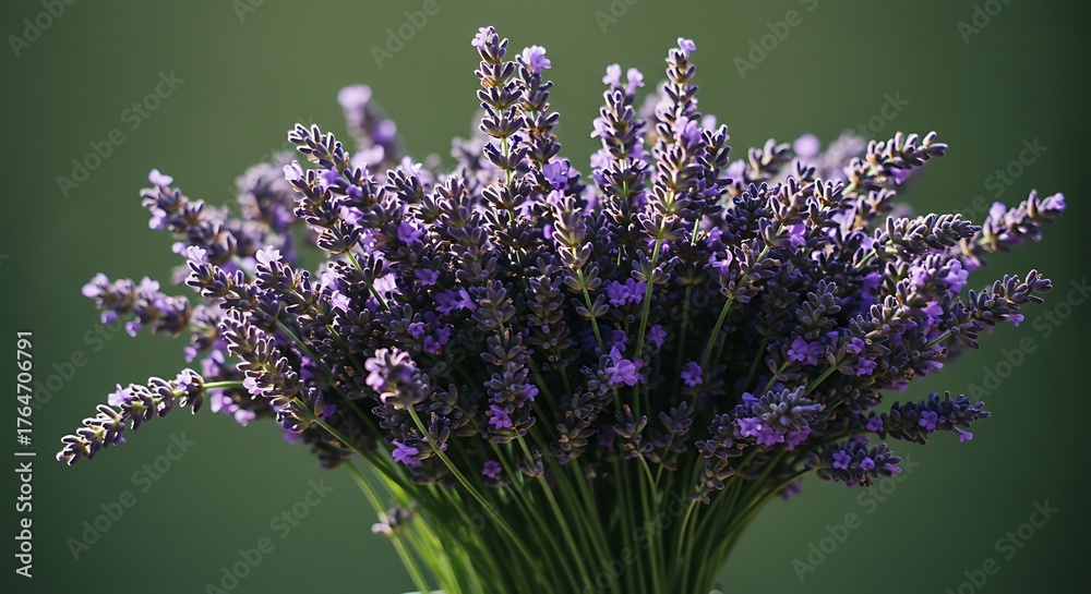 Fototapeta premium A close-up shot of a vibrant lavender bouquet with a soft, blurred green background