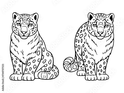 Snow leopards in vector.