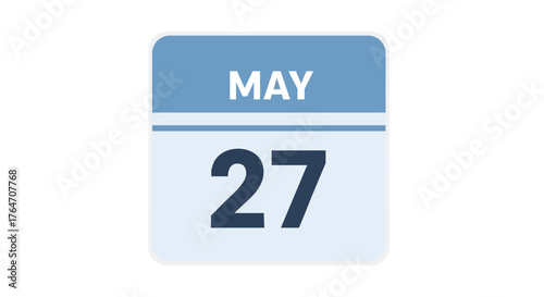 Calendar illustration indicating the date of May 27th highlighting upcoming events and scheduling important activities or appointments in the month