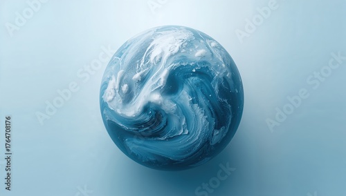 The Chilling Transformation of the Planet: A Blue and White Sphere Experiencing Climate Change