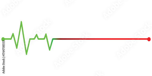 Vector art of green and red electrocardiogram heartbeat line