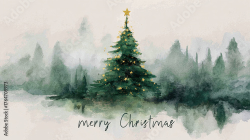 watercolor painting of a christmas tree