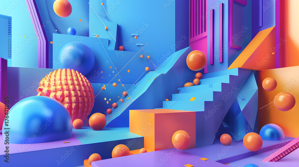 Obraz premium Abstract geometric composition, isolated on white background