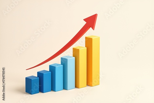 Free Download Colorful Bar Graph with Upward Arrow Representing Business Growth and Success in Finance - GFXLoad