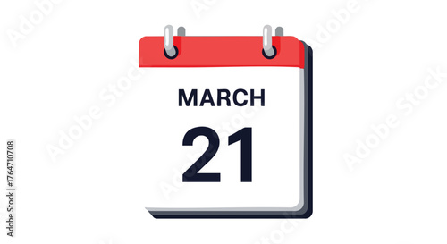 Illustrative depiction of a calendar showing March 21st, symbolizing a significant date or a specific reminder icon design
