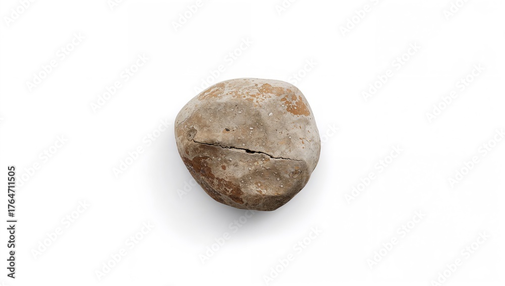 Fototapeta premium Single rock on a plain white surface