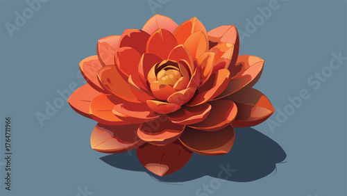 Realistic Digital Painting of a Single Blooming Flower with Detailed Petals and Natural Light Reflection