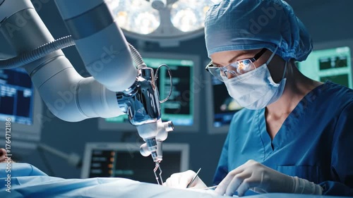 Close-up of Robotic Arm Assisting in Precision Surgery
