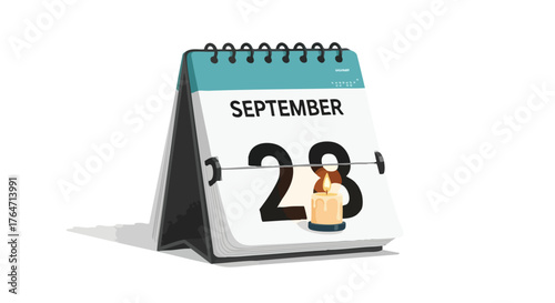 September 28th Calendar Page with a Candle Flame Symbolizing a Special Remembrance Day