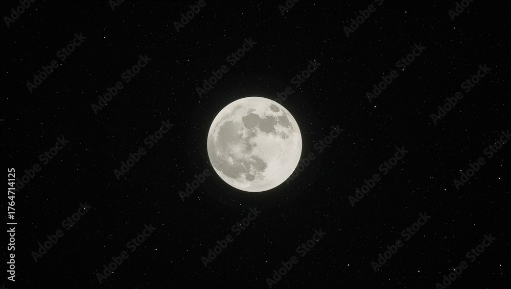 Fototapeta premium Lonely White Moon Against a Grainy Noise Backdrop