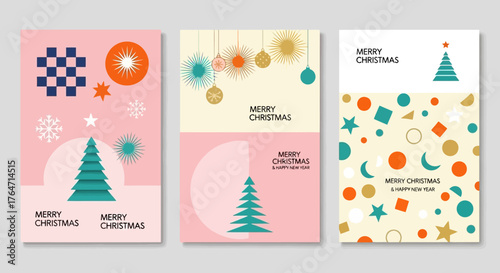Minimalist Christmas Cards with Geometric Patterns