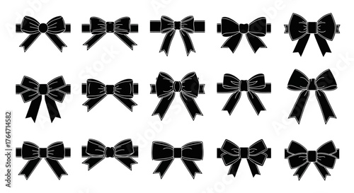 Elegant Black Bow Collection Versatile Embellishments for Designs