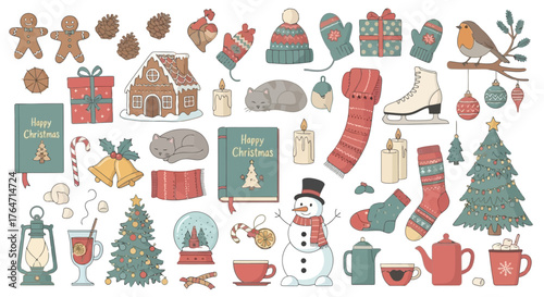 Festive Winter Holiday Collection Cozy Christmas and New Year Elements